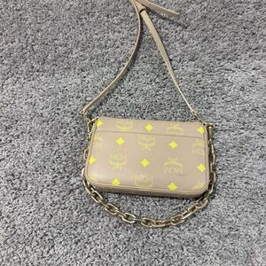 MCM Tan and Yellow Crossbody Bag